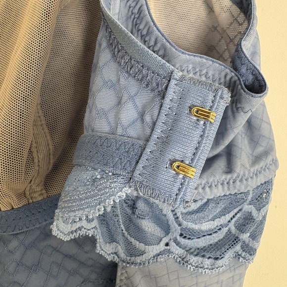 Hanro Marilyn Bodysuit Lace Trim Open-Back M Dusty Blue Coquette Lux Intimates - Picture 11 of 14